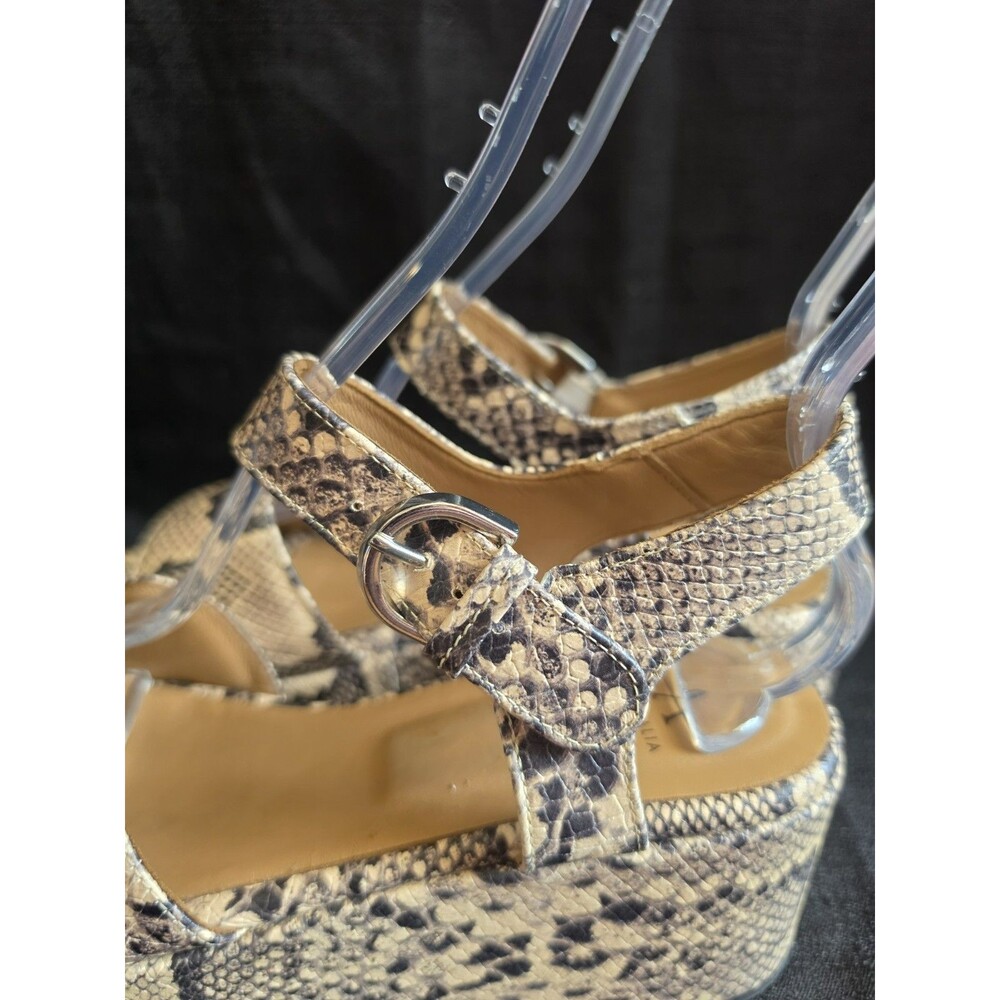 Aquatalia Size 8 Snake Print Leather Platform Sandals Neutral Diani NWOB - Picture 5 of 11
